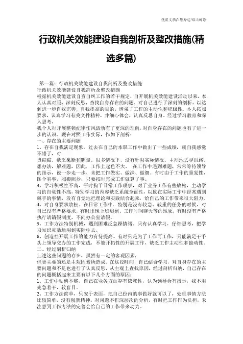 行政机关效能建设自我剖析及整改措施(精选多篇)