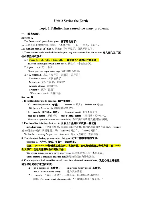 2019年仁爱英语九年级上册Unit2topic1重点知识点总结及练习