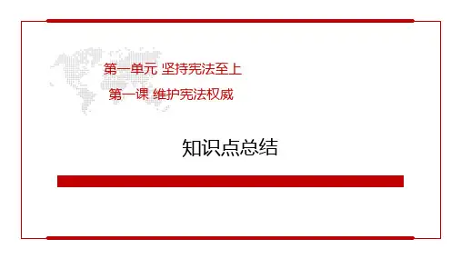 第一课 维护宪法权威 复习课件-部编版道德与法治八年级下册
