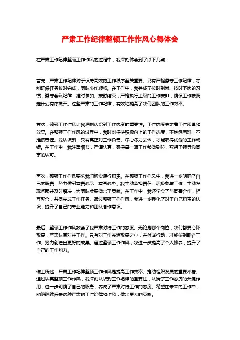 严肃工作纪律整顿工作作风心得体会