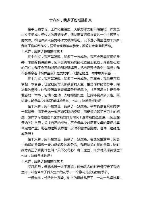 十六岁，我多了份成熟作文5篇