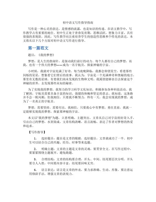 初中语文写作指导指南(含学习方法技巧、例题示范教学方法)