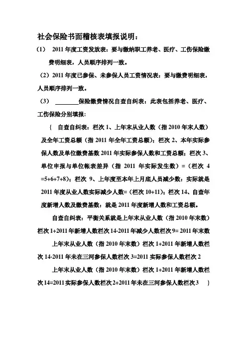 社会保险稽核表填报说明