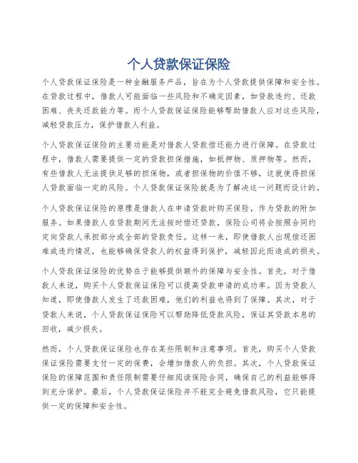 个人贷款保证保险