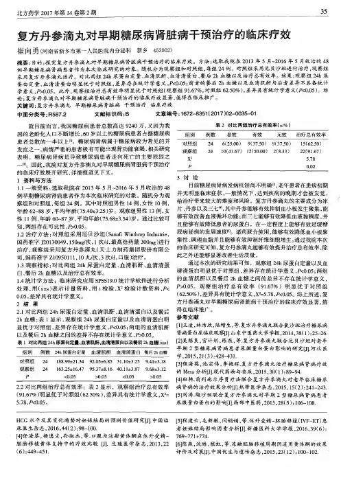 复方丹参滴丸对早期糖尿病肾脏病干预治疗的临床疗效