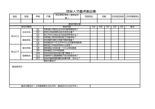 人力资源  人才盘点   人才盘点表格