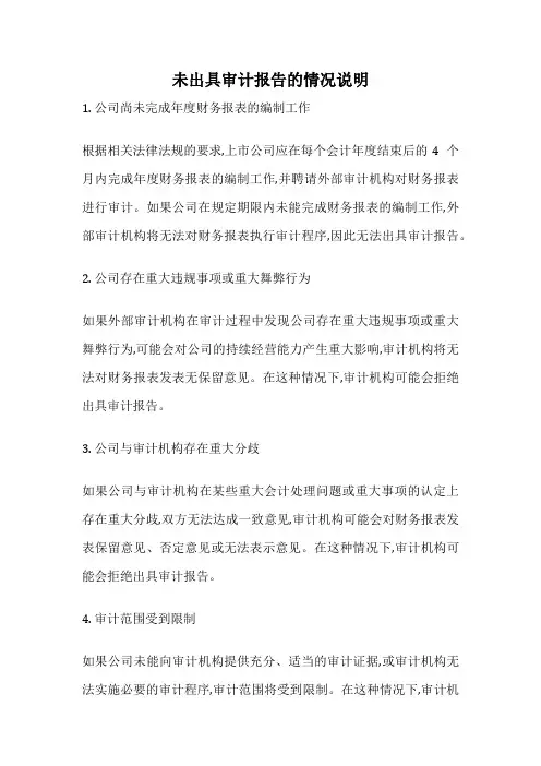 未出具审计报告的情况说明