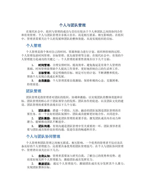 个人与团队管理