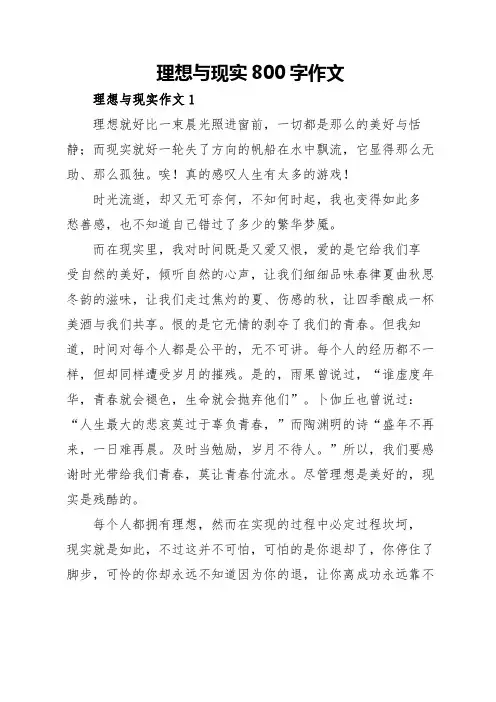 理想与现实800字作文
