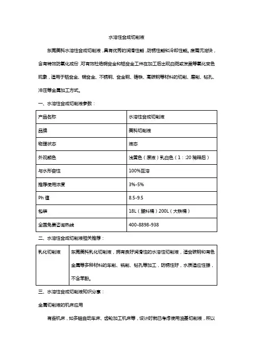 水溶性合成切削液