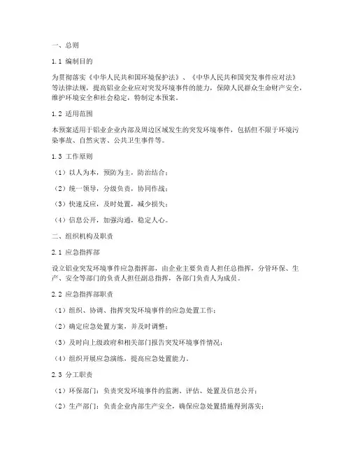 铝业突发环境事件应急预案
