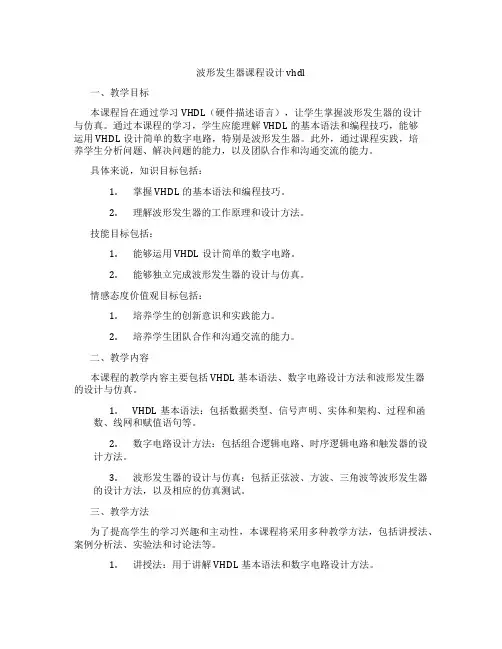 波形发生器课程设计vhdl