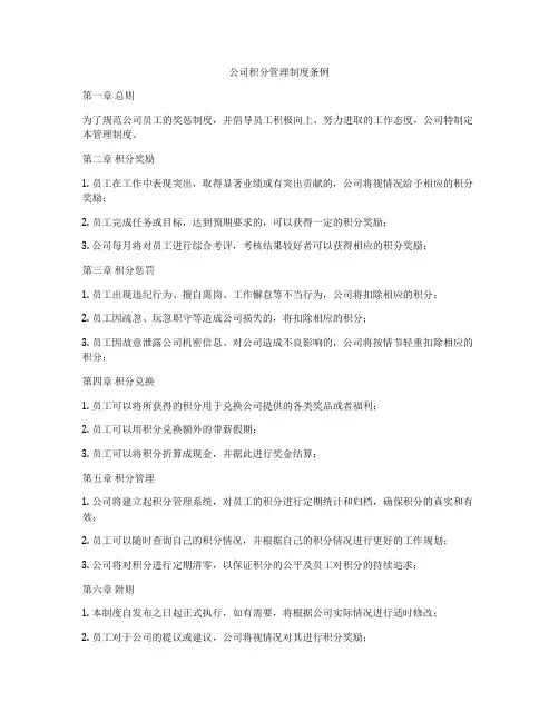 公司积分管理制度条例