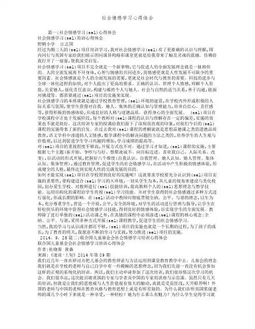 社会情感学习心得体会