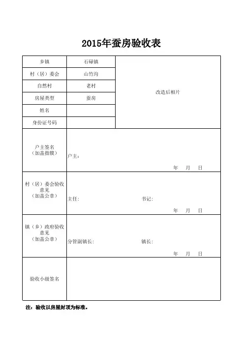 2015年危房改造(D级危房)验收表