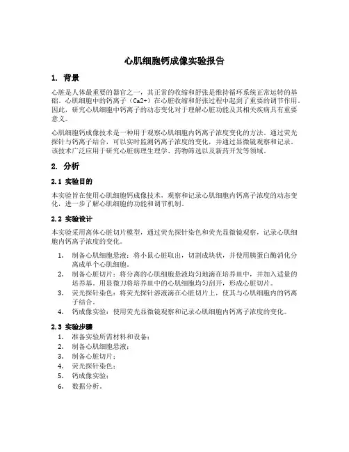心肌细胞钙成像实验报告