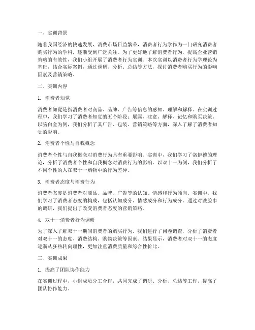 消费者行为实训报告总结