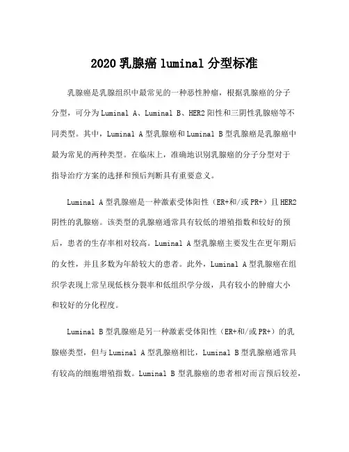 2020乳腺癌luminal分型标准