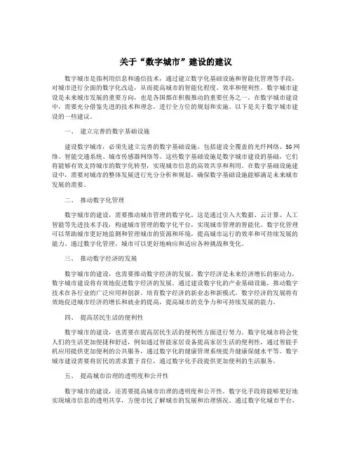 关于“数字城市”建设的建议