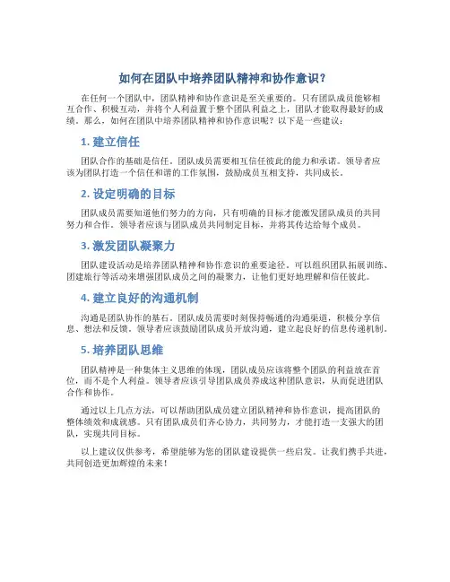 如何在团队中培养团队精神和协作意识？