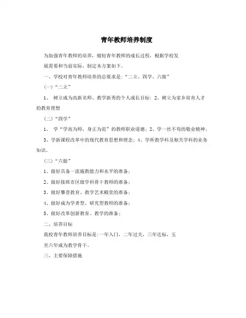 青年教师培养制度