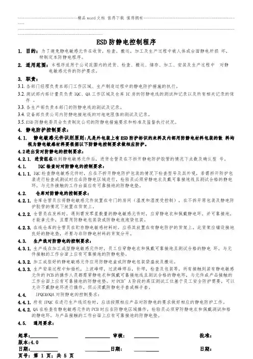 ESD防静电控制程序