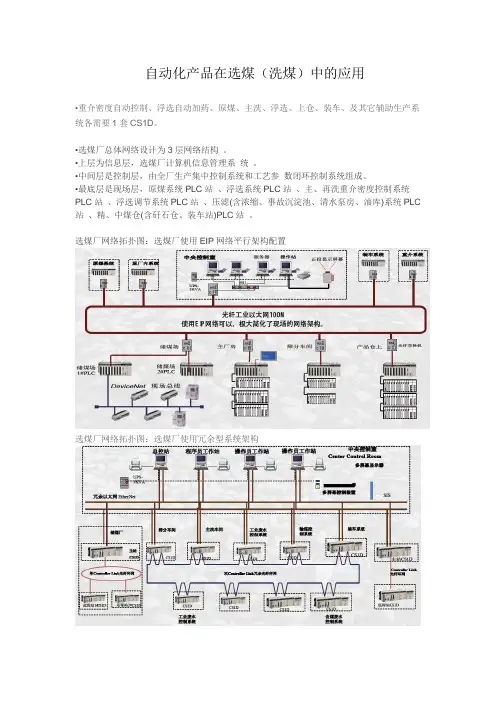 自动化产品在选煤(洗煤)中的应用