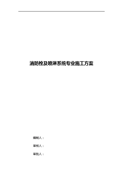 消防栓与喷淋系统施工组织设计方案