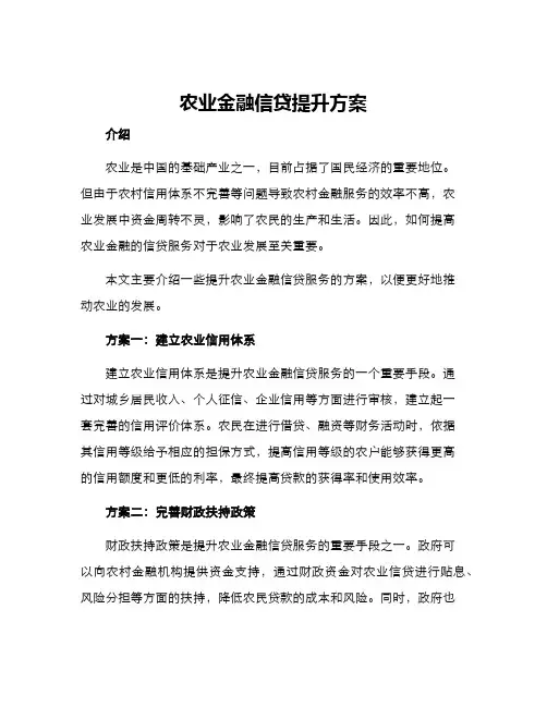 农业金融信贷提升方案