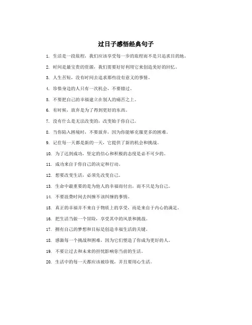 过日子感悟经典句子