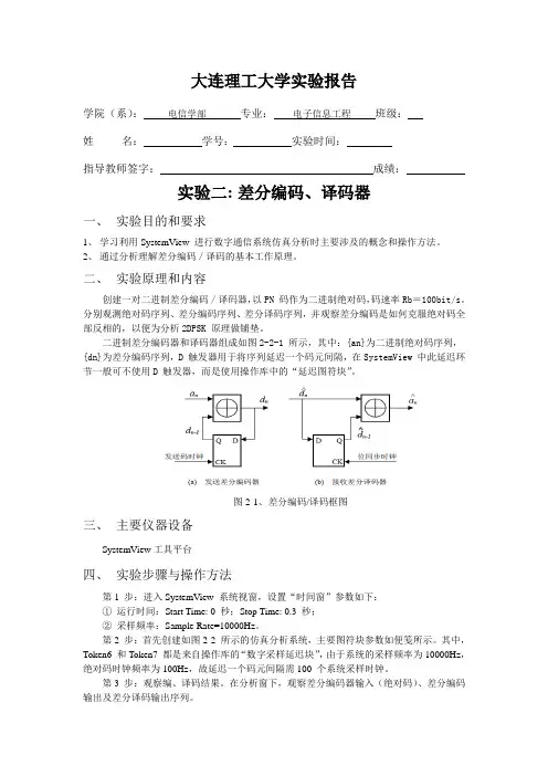 大连理工大学通信系统仿真实验