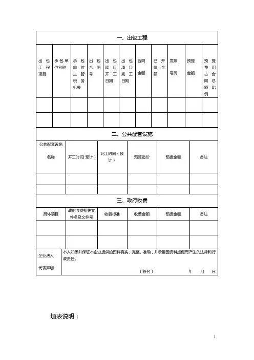 房地产开发企业预提费用明细表