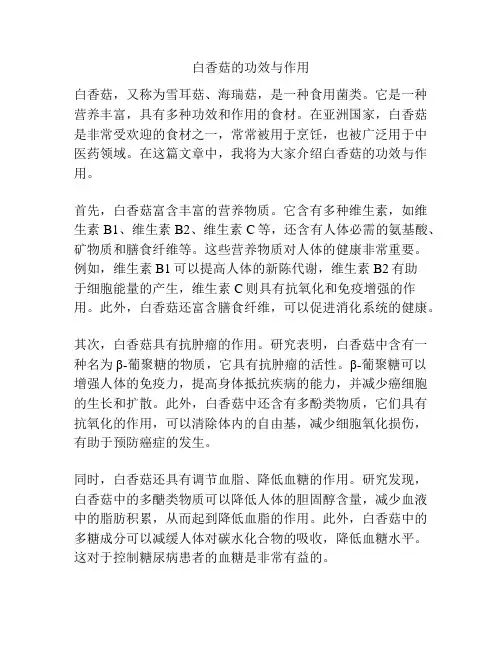白香菇的功效与作用