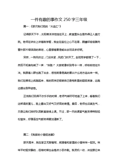一件有趣的事作文250字三年级