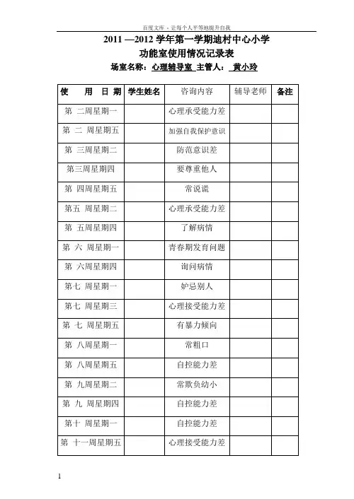 心理辅导室使用记录表