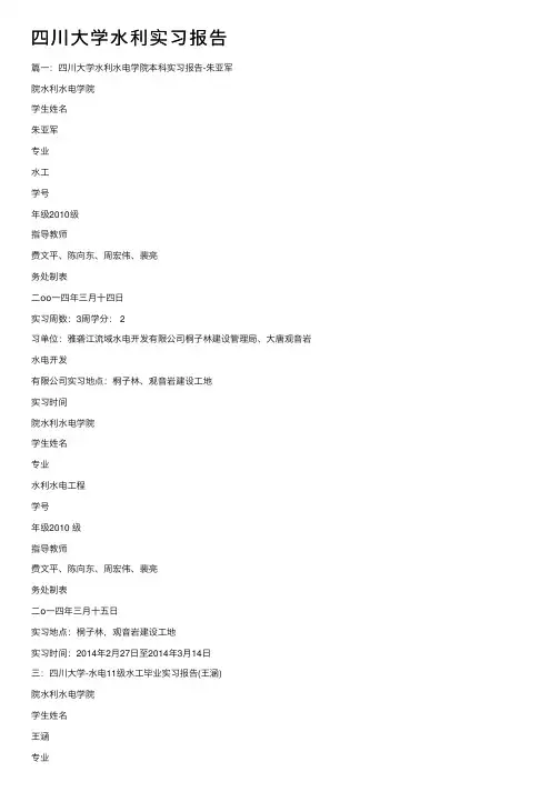 四川大学水利实习报告