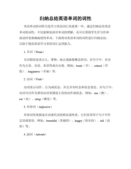 归纳总结英语单词的词性