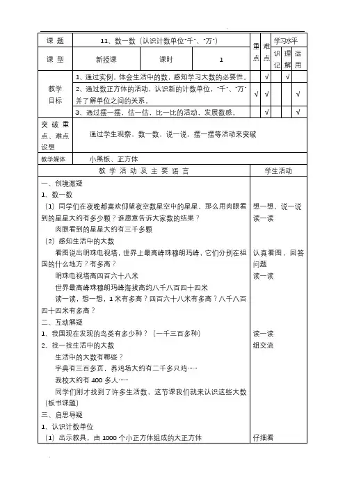 数一数(认识计数单位“千”、“万”)