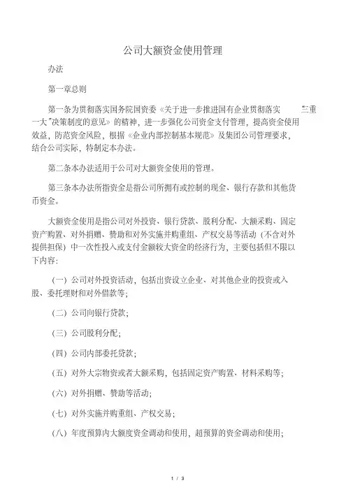 公司大额资金使用管理