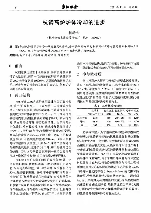 杭钢高炉炉体冷却的进步