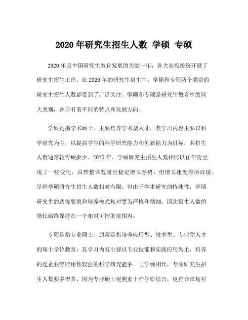 2020年研究生招生人数 学硕 专硕