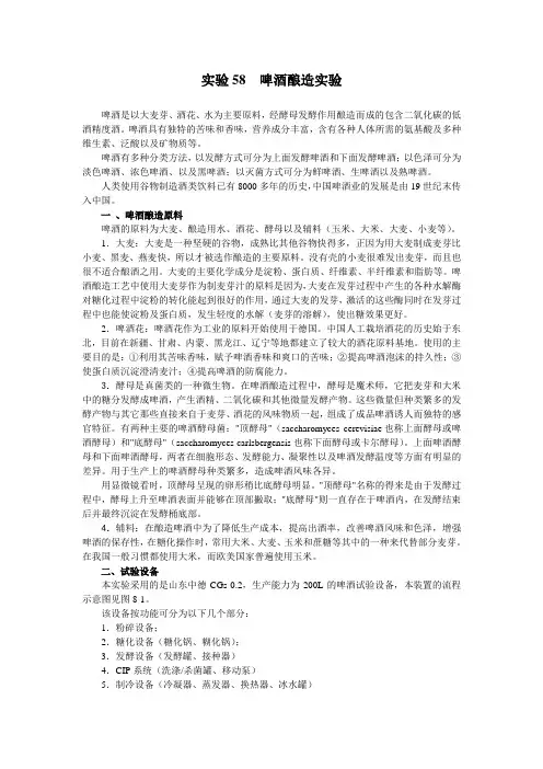 毕业实习 啤酒酿造实验