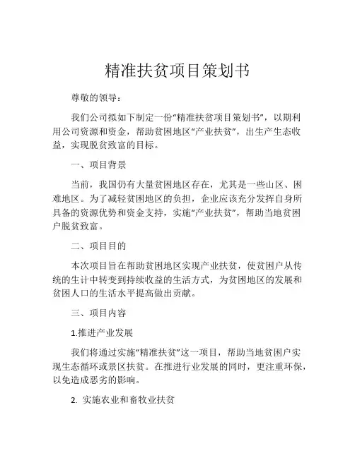 精准扶贫项目策划书