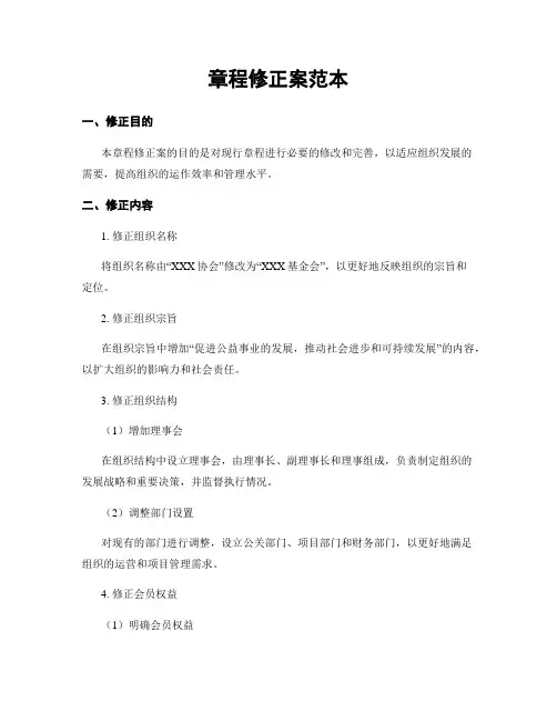 章程修正案范本