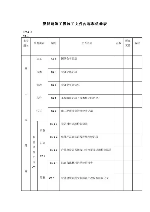 智能建筑工程施工质量验收资料
