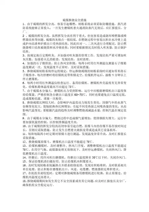 褐煤掺烧安全措施