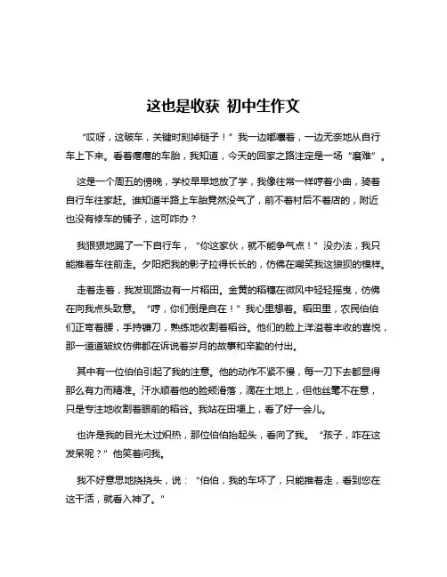 这也是收获 初中生作文