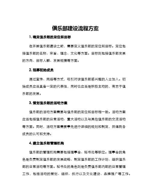俱乐部建设流程方案