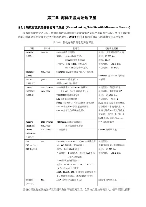 遥感第三章 海洋卫星与陆地卫星