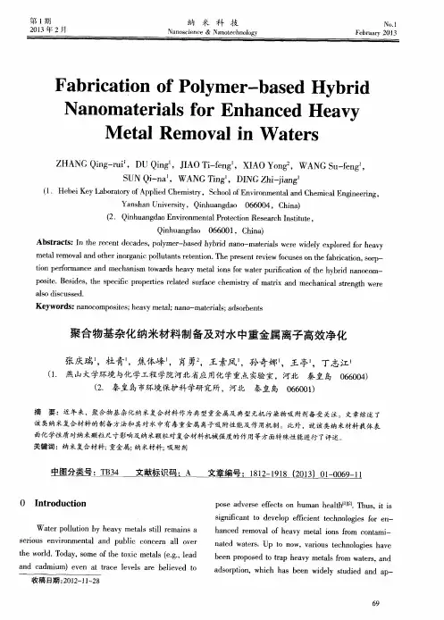 聚合物基杂化纳米材料制备及对水中重金属离子高效净化